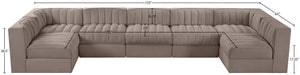 Meridian Furniture Rummi 7 Piece Modular Sectional Taupe Velvet Channel Tufted Contemporary Sofa Set 660Taupe-Sec7B