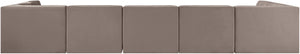 Meridian Furniture Rummi 7 Piece Modular Sectional Taupe Velvet Channel Tufted Contemporary Sofa Set 660Taupe-Sec7B