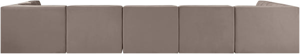 Meridian Furniture Rummi 7 Piece Modular Sectional Taupe Velvet Channel Tufted Contemporary Sofa Set 660Taupe-Sec7B