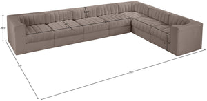 Meridian Furniture Rummi 7 Piece Modular Sectional Sofa Channel Tufted Velvet Performance Fabric Lounge 660Taupe-Sec7C
