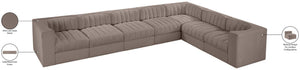 Meridian Furniture Rummi 7 Piece Modular Sectional Sofa Channel Tufted Velvet Performance Fabric Lounge 660Taupe-Sec7C