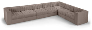Meridian Furniture Rummi 7 Piece Modular Sectional Sofa Channel Tufted Velvet Performance Fabric Lounge 660Taupe-Sec7C