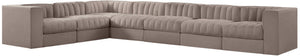 Meridian Furniture Rummi 7 Piece Modular Sectional Sofa Channel Tufted Velvet Performance Fabric Lounge 660Taupe-Sec7C