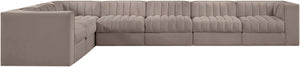 Meridian Furniture Rummi 7 Piece Modular Sectional Sofa Channel Tufted Velvet Performance Fabric Lounge 660Taupe-Sec7C