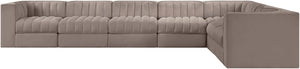Meridian Furniture Rummi 7 Piece Modular Sectional Sofa Channel Tufted Velvet Performance Fabric Lounge 660Taupe-Sec7C