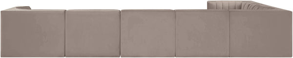 Meridian Furniture Rummi 7 Piece Modular Sectional Sofa Channel Tufted Velvet Performance Fabric Lounge 660Taupe-Sec7C