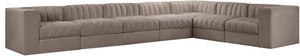 Meridian Furniture Rummi 7 Piece Modular Sectional Sofa Channel Tufted Velvet Performance Fabric Lounge 660Taupe-Sec7C