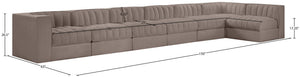 Meridian Furniture Rummi Seven Piece Modular Sectional Taupe Velvet Channel Tufted Living Room Sofa 660Taupe-Sec7D