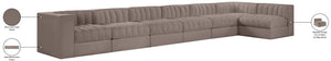 Meridian Furniture Rummi Seven Piece Modular Sectional Taupe Velvet Channel Tufted Living Room Sofa 660Taupe-Sec7D