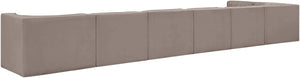 Meridian Furniture Rummi Seven Piece Modular Sectional Taupe Velvet Channel Tufted Living Room Sofa 660Taupe-Sec7D