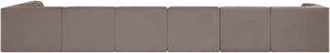 Meridian Furniture Rummi Seven Piece Modular Sectional Taupe Velvet Channel Tufted Living Room Sofa 660Taupe-Sec7D