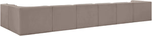 Meridian Furniture Rummi Seven Piece Modular Sectional Taupe Velvet Channel Tufted Living Room Sofa 660Taupe-Sec7D