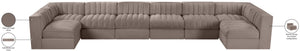 Meridian Furniture Rummi Eight Piece Modular Sectional with Channel Tufting in Taupe Performance Velvet 660Taupe-Sec8A
