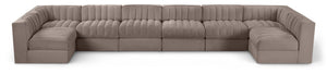 Meridian Furniture Rummi Eight Piece Modular Sectional with Channel Tufting in Taupe Performance Velvet 660Taupe-Sec8A