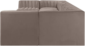 Meridian Furniture Rummi Eight Piece Modular Sectional with Channel Tufting in Taupe Performance Velvet 660Taupe-Sec8A