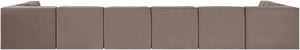 Meridian Furniture Rummi Eight Piece Modular Sectional with Channel Tufting in Taupe Performance Velvet 660Taupe-Sec8A