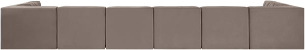 Meridian Furniture Rummi Eight Piece Modular Sectional with Channel Tufting in Taupe Performance Velvet 660Taupe-Sec8A