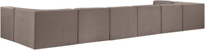 Meridian Furniture Rummi Eight Piece Modular Sectional with Channel Tufting in Taupe Performance Velvet 660Taupe-Sec8A