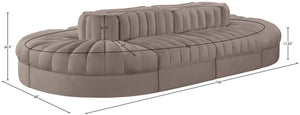 Meridian Furniture Rummi 8 Piece Modular Sectional Channel Tufted Velvet Low Profile Living Room Sofa 660Taupe-Sec8B