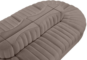 Meridian Furniture Rummi 8 Piece Modular Sectional Channel Tufted Velvet Low Profile Living Room Sofa 660Taupe-Sec8B