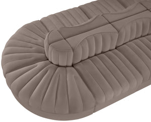 Meridian Furniture Rummi 8 Piece Modular Sectional Channel Tufted Velvet Low Profile Living Room Sofa 660Taupe-Sec8B