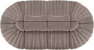 Meridian Furniture Rummi 8 Piece Modular Sectional Channel Tufted Velvet Low Profile Living Room Sofa 660Taupe-Sec8B