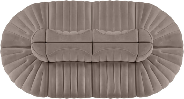 Meridian Furniture Rummi 8 Piece Modular Sectional Channel Tufted Velvet Low Profile Living Room Sofa 660Taupe-Sec8B