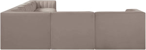 Meridian Furniture Rummi 8 Piece Modular Sectional Channel Tufted Velvet Performance Fabric Sofa Set 660Taupe-Sec8C