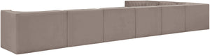 Meridian Furniture Rummi 8 Piece Modular Sectional Channel Tufted Velvet Performance Fabric Sofa Set 660Taupe-Sec8C