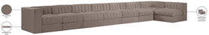 Meridian Furniture Rummi Eight Piece Modular Sectional Taupe Velvet Channel Tufted Low Profile Sofa 660Taupe-Sec8D