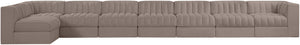Meridian Furniture Rummi Eight Piece Modular Sectional Taupe Velvet Channel Tufted Low Profile Sofa 660Taupe-Sec8D