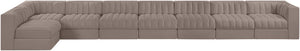 Meridian Furniture Rummi Eight Piece Modular Sectional Taupe Velvet Channel Tufted Low Profile Sofa 660Taupe-Sec8D