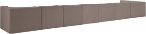 Meridian Furniture Rummi Eight Piece Modular Sectional Taupe Velvet Channel Tufted Low Profile Sofa 660Taupe-Sec8D