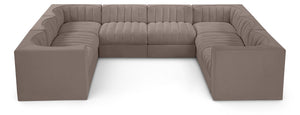 Meridian Furniture Rummi Channel Tufted Modular Sectional in Plush Stain Resistant Velvet for Living Rooms 660Taupe-Sec8E