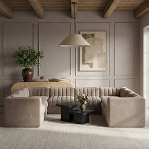 Meridian Furniture Rummi Channel Tufted Modular Sectional in Plush Stain Resistant Velvet for Living Rooms 660Taupe-Sec8E