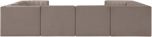 Meridian Furniture Rummi Channel Tufted Modular Sectional in Plush Stain Resistant Velvet for Living Rooms 660Taupe-Sec8E