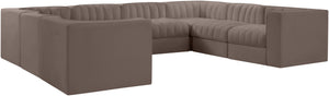 Meridian Furniture Rummi Channel Tufted Modular Sectional in Plush Stain Resistant Velvet for Living Rooms 660Taupe-Sec8E