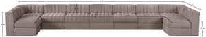 Meridian Furniture Rummi 9 Piece Modular Sectional Velvet Upholstered Channel Tufted Living Room Sofa 660Taupe-Sec9A