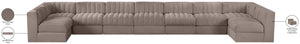 Meridian Furniture Rummi 9 Piece Modular Sectional Velvet Upholstered Channel Tufted Living Room Sofa 660Taupe-Sec9A