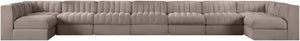 Meridian Furniture Rummi 9 Piece Modular Sectional Velvet Upholstered Channel Tufted Living Room Sofa 660Taupe-Sec9A