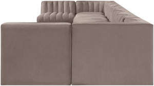 Meridian Furniture Rummi 9 Piece Modular Sectional Velvet Upholstered Channel Tufted Living Room Sofa 660Taupe-Sec9A