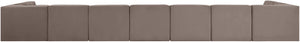 Meridian Furniture Rummi 9 Piece Modular Sectional Velvet Upholstered Channel Tufted Living Room Sofa 660Taupe-Sec9A
