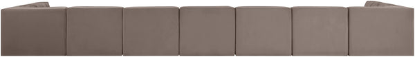 Meridian Furniture Rummi 9 Piece Modular Sectional Velvet Upholstered Channel Tufted Living Room Sofa 660Taupe-Sec9A
