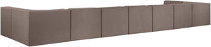 Meridian Furniture Rummi 9 Piece Modular Sectional Velvet Upholstered Channel Tufted Living Room Sofa 660Taupe-Sec9A