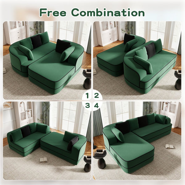 English Elm 106" Plush Teddy Fabric L-Shaped Chaise Sofa - No Assembly, Fluffy Comfort For Modern Living Rooms! W714S01422