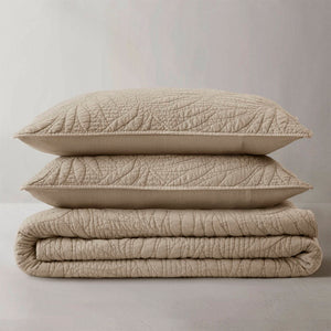 English Elm King Stone Washed Cotton Quilt Set Breathable Garment Dyed Bedroom Comfort Linen B035P496595