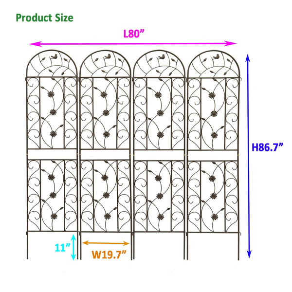 English Elm 4 Pack Tall Steel Garden Trellises Rustproof Powder Coated Climbing Plant Support Outdoor W1586P243845