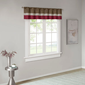 JLA Home Madison Park - Polyoni Pintuck Window Valance with Lined Striped Texture, Tailored Fullness & Easy Rod Pocket Red MP41-2230