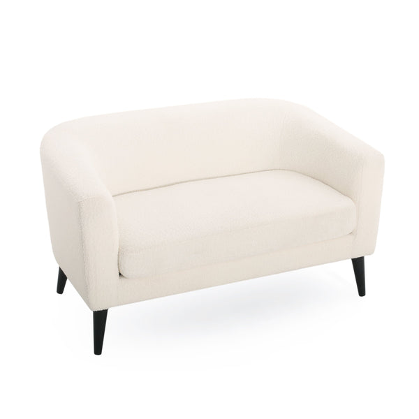 English Elm Christopher Knight Home® - LOVESEAT modern 51" two-seater with textured fabric, firm foam & sinuous springs, sleek black legs for compact spaces White 74868.00