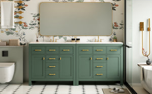 English Elm 72'' Modern Bathroom Vanity Set With Ceramic Sink, Ample Storage, Solid Wood Frame & Green Finish N710SS00011F